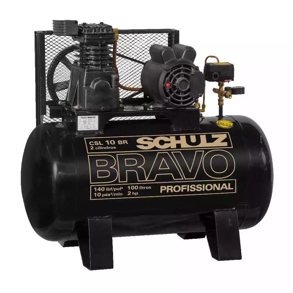 Compressor Ar Bravo Schulz Csl10Br 100L 140Lbs 2Cv Trif 220/380V C/ Grampeador 92178510  