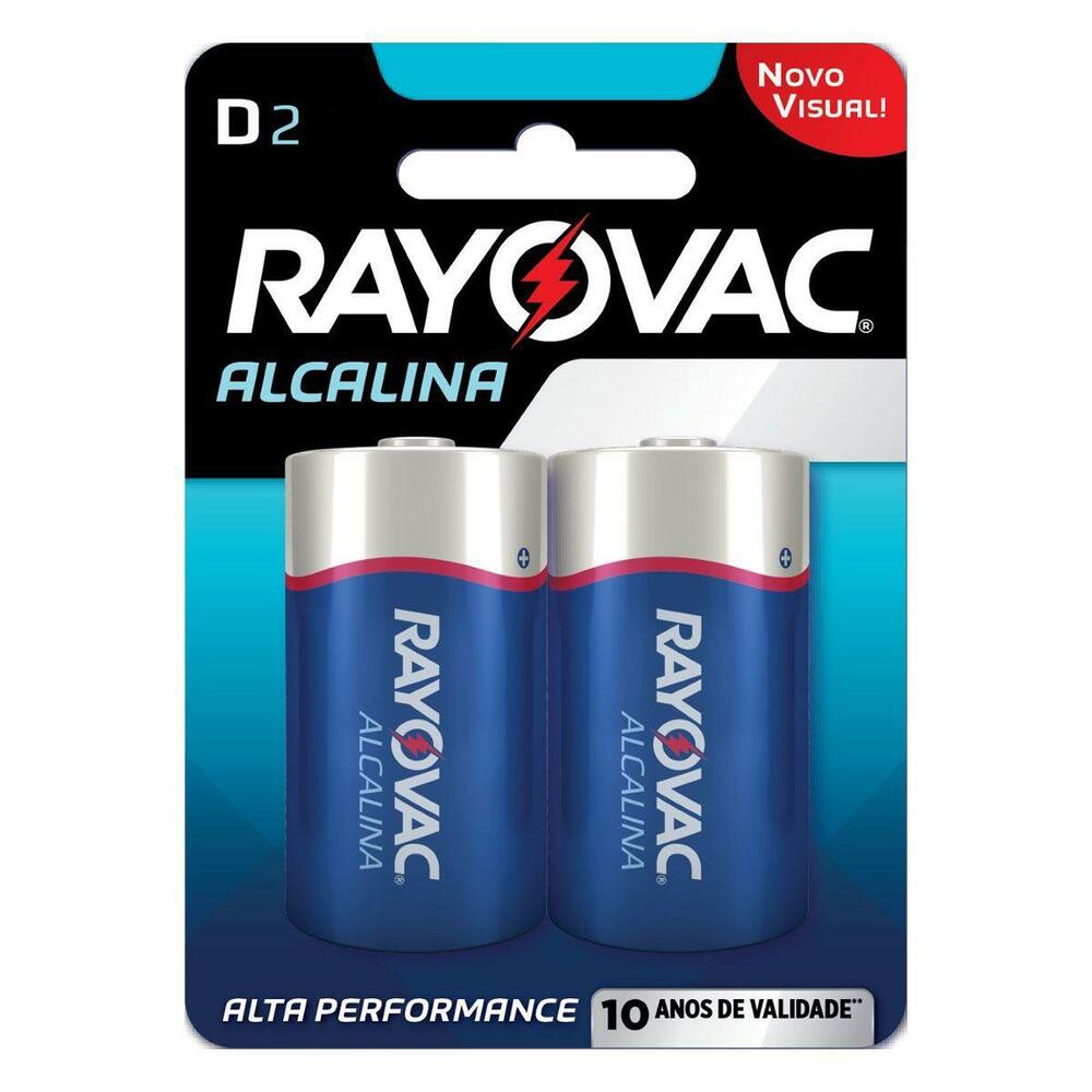 Pilha Alcalina Grande D Kit Com 2 Unidades Rayovac 8055202010  
