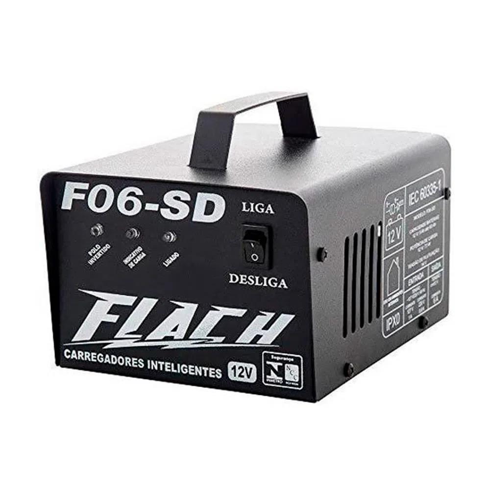 Carregador Inteligente De Bateria 6A 12V Flach F06-Sd  